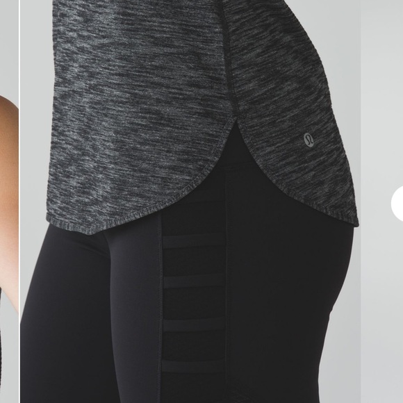 LULULEMON WHAT THE SPORT SINGLET TANK HEATHERED BLACK 2 RUCHED BACK CURVED HEM - Picture 6 of 8